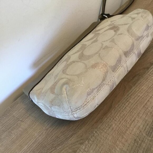 Coach Signature C Gold and Cream Wristlet on Fabric Exterior w/ Leather Trim - Picture 5 of 6